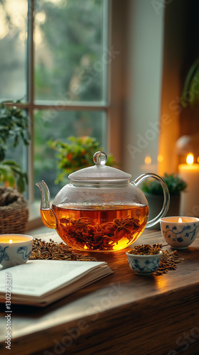 teapot and cup of tea. teapot tea ceremony