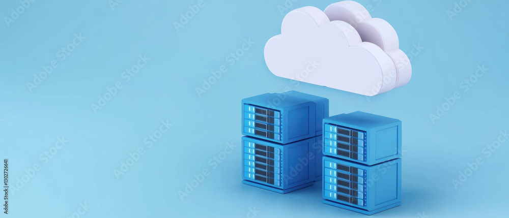 Cloud based file storage concept. Cloud storage concept with servers on a blue background. Cloud based file storage concept. Cloud storage concept with servers on a blue background.