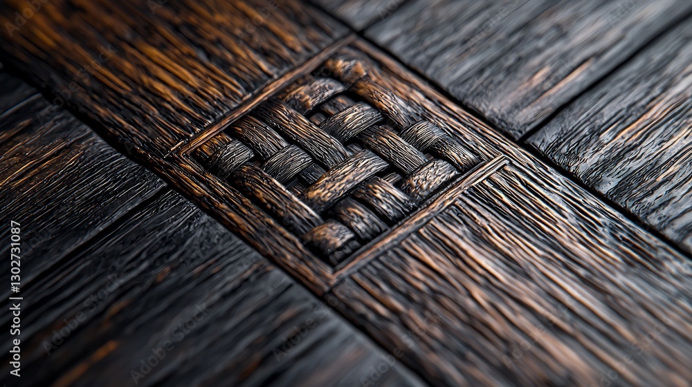 Fototapeta premium Dark Wood Weave Detail Closeup