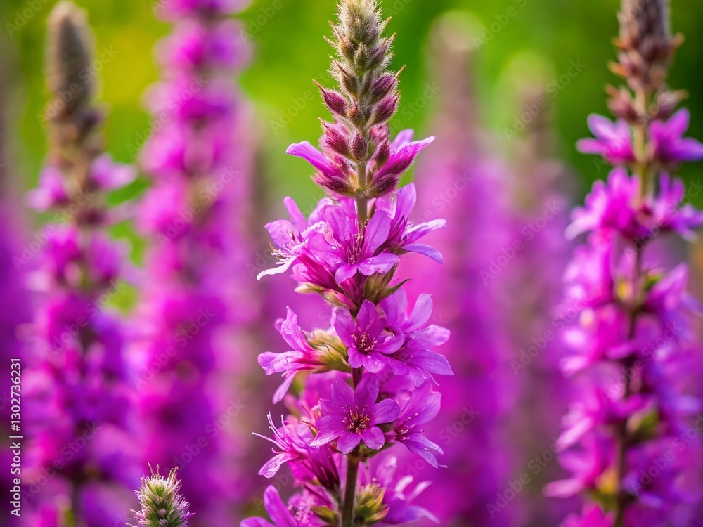Obraz premium Purple Loosestrife Wildflower Macro Photography - Vibrant Summer Bloom