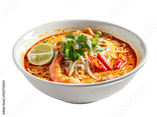 laksa noodles on isolated transparent background 