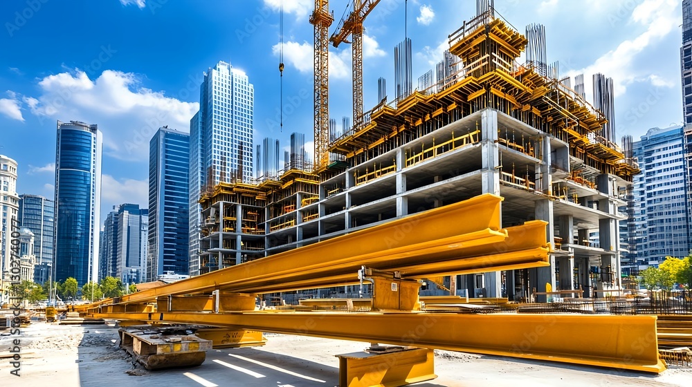 Fototapeta premium Modern Skyscraper Construction Site - Urban development