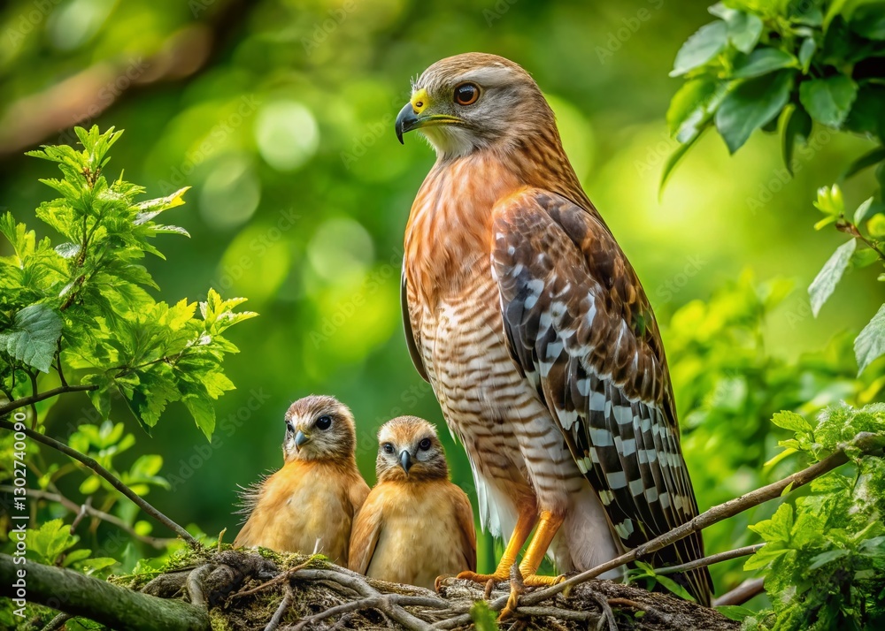 Red-Shouldered Hawk Family Nest - Aerial Drone Photography of Wild Birds Red-Shouldered Hawk Family Nest - Aerial Drone Photography of Wild Birds