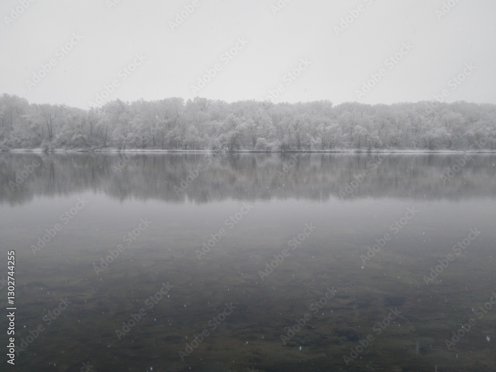 Fototapeta premium Winter landscape on the river