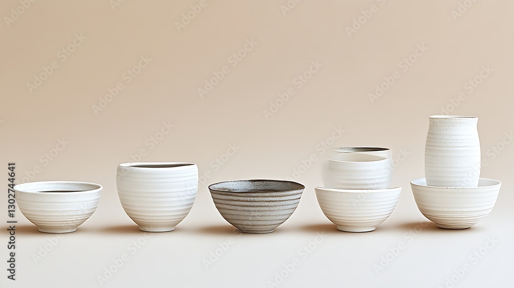 Bowls arranged on neutral backdrop Bowls arranged on neutral backdrop