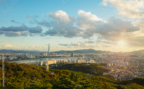 Sunset and cloud blue sky Seoul City South Korea