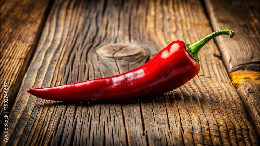 Rustic Chili Pepper Still Life: Vibrant Red Pepper on Weathered Wood Background Rustic Chili Pepper Still Life: Vibrant Red Pepper on Weathered Wood Background