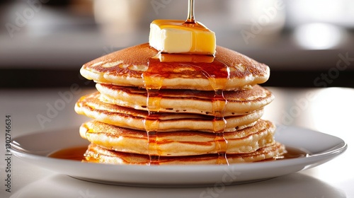 Wallpaper Mural Stacked pancakes being drizzled with syrup and butter Torontodigital.ca