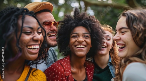 Happy Multicultural Friends Laughing Outdoors