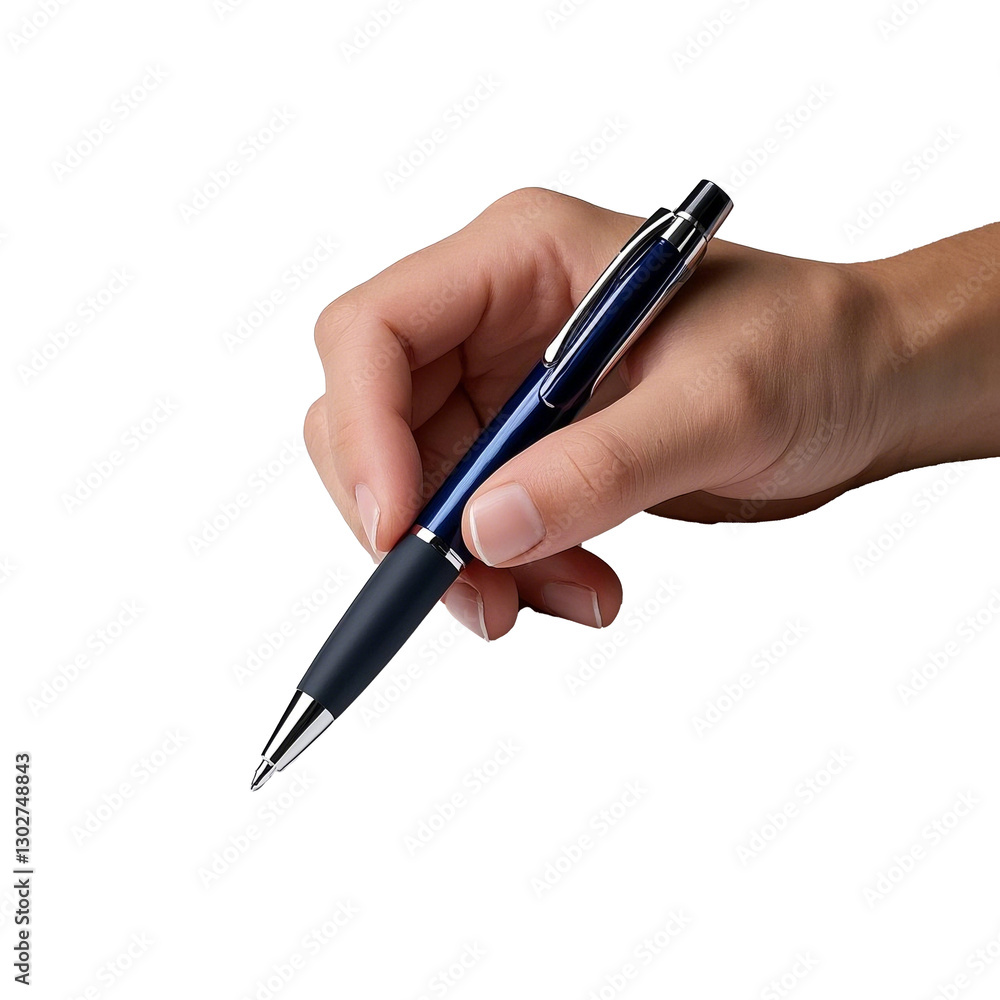 Close-Up of a Hand Holding a Dark-Toned Pen, Isolated on Transparent Background Close-Up of a Hand Holding a Dark-Toned Pen, Isolated on Transparent Background