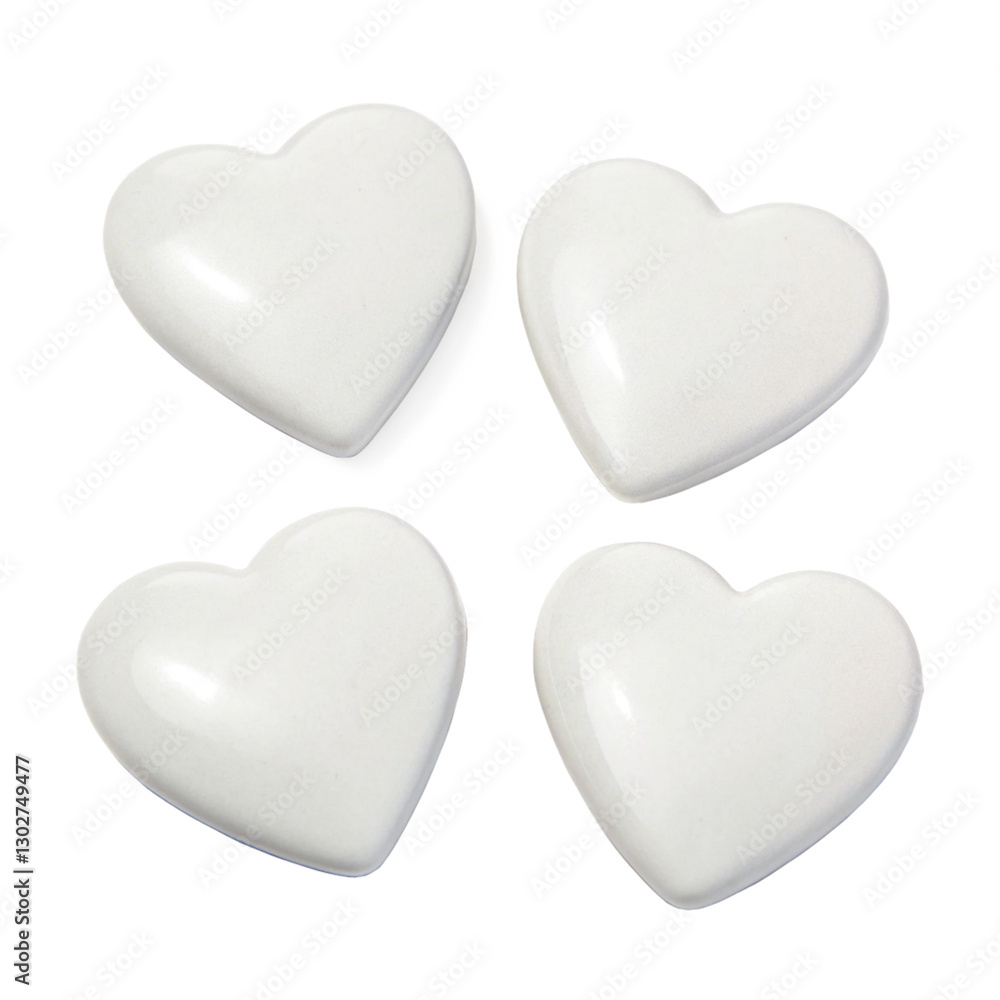 Fototapeta premium White heart shaped isolated on transparent background Generative Ai