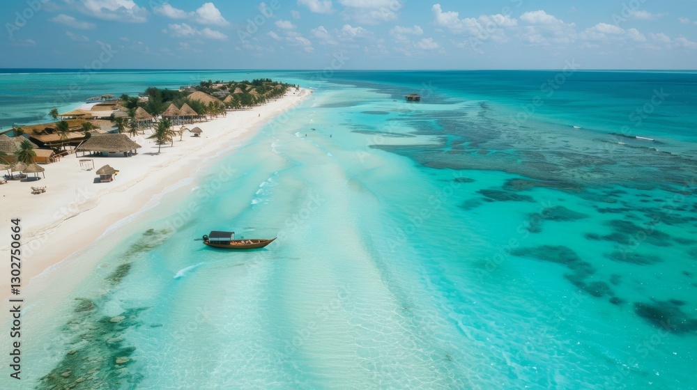 Fototapeta premium Aerial View of Tropical Beach with Turquoise Water