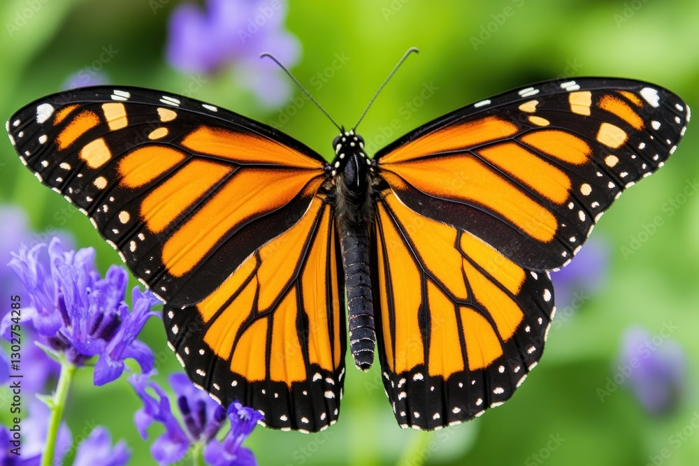 Fototapeta premium Monarch butterfly on lavender flowers.