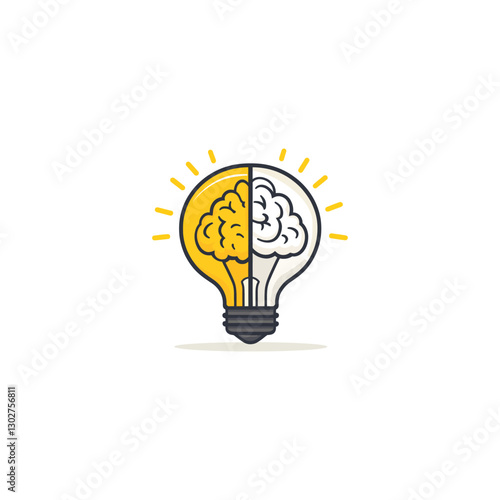 Creative Brain Light bulb Logo Half Brain, Half Idea Concept Vector


