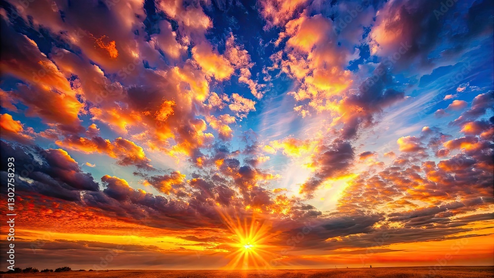 Fototapeta premium A beautiful sky, captured in perfect thirds, ignites motivational optimism; happy vibes for an amazing day.