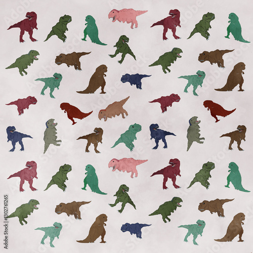 Cool and cute Tyrannosaurus pattern wallpaper Glay version