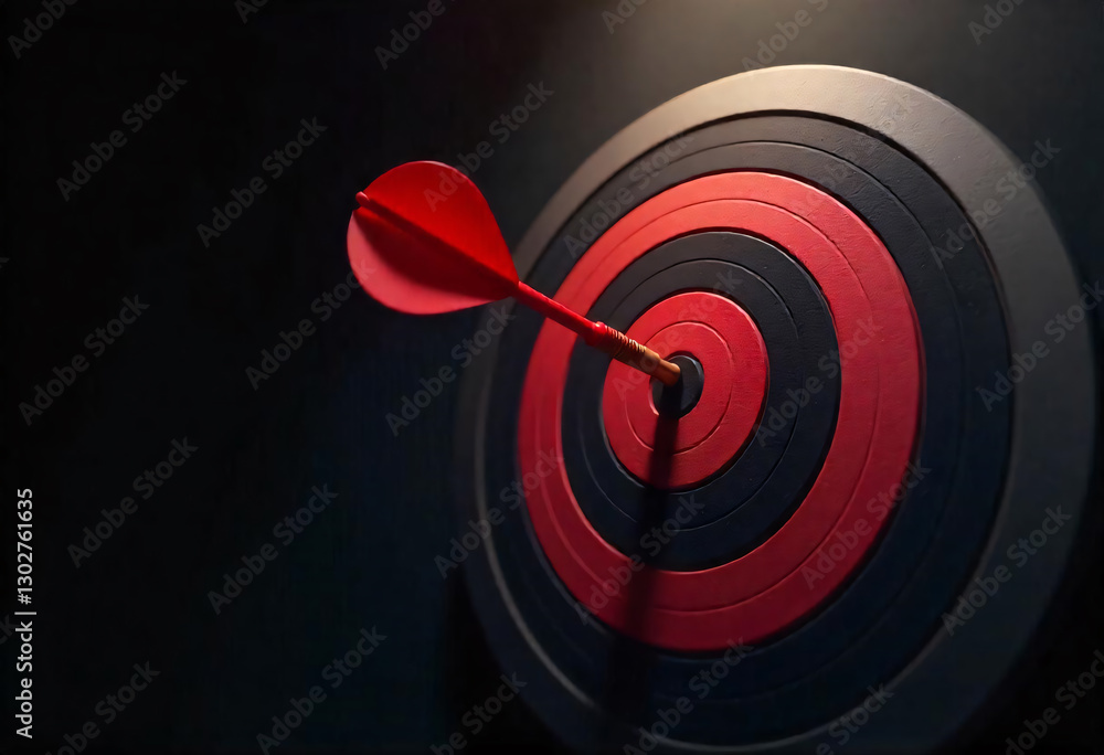 Bullseye Dart on Target Symbolizing Precision and Accuracy, Dart in the center of dartboard Bullseye Dart on Target Symbolizing Precision and Accuracy, Dart in the center of dartboard