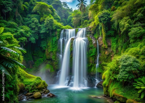 Barbilla National Park's waterfall explodes in vibrant detail; a deep-focus image showcases the rich biodiversity of this indigenous territory.