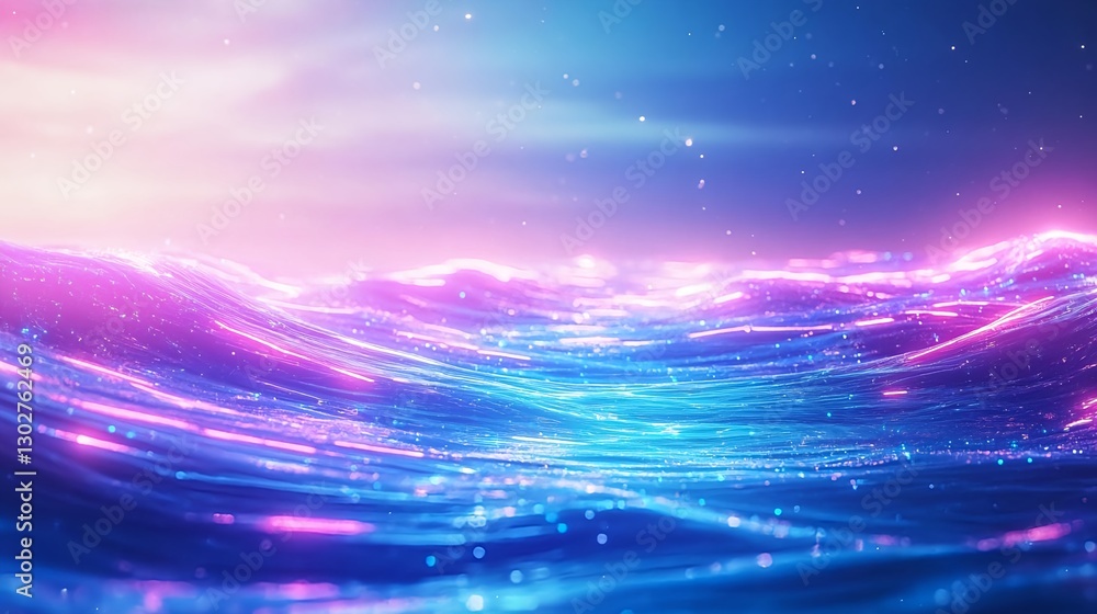 Fototapeta premium Neon Waves: Abstract Pink Blue Background - Abstract Backgrounds