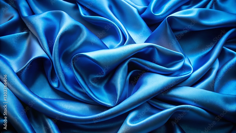 Fototapeta premium Soft Blue Silk Fabric Background, Elegant Draped Texture, Abstract Blue Textile
