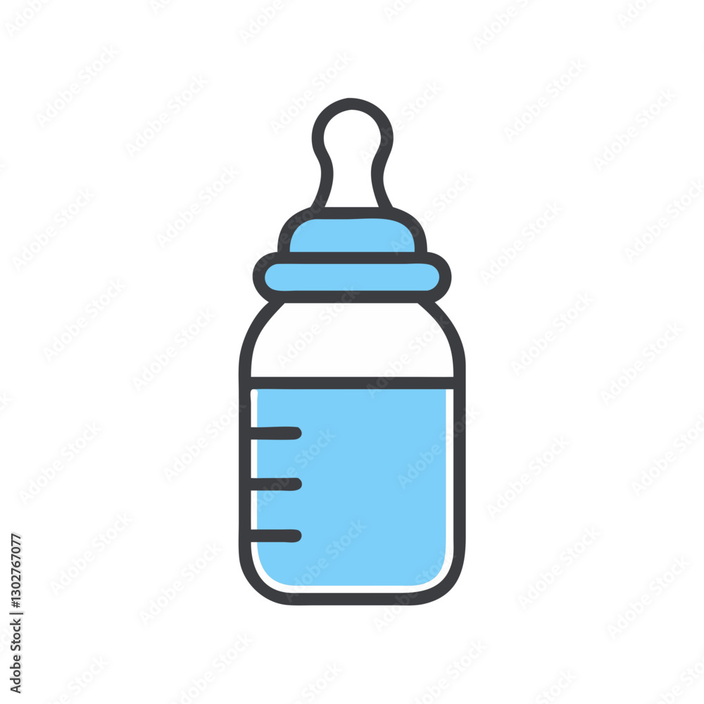 Vector icon of a baby bottle designed in a simple and modern style, ideal for use in childcare, parenting, and baby-related graphics or illustrations Vector icon of a baby bottle designed in a simple and modern style, ideal for use in childcare, parenting, and baby-related graphics or illustrations
