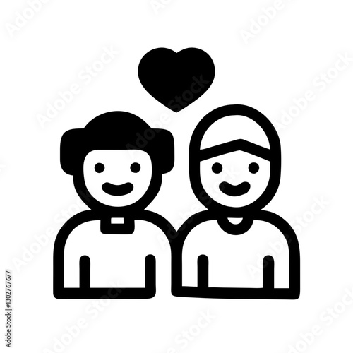 Happy couple icon representing love and connection in a modern vector design suitable for various digital applications