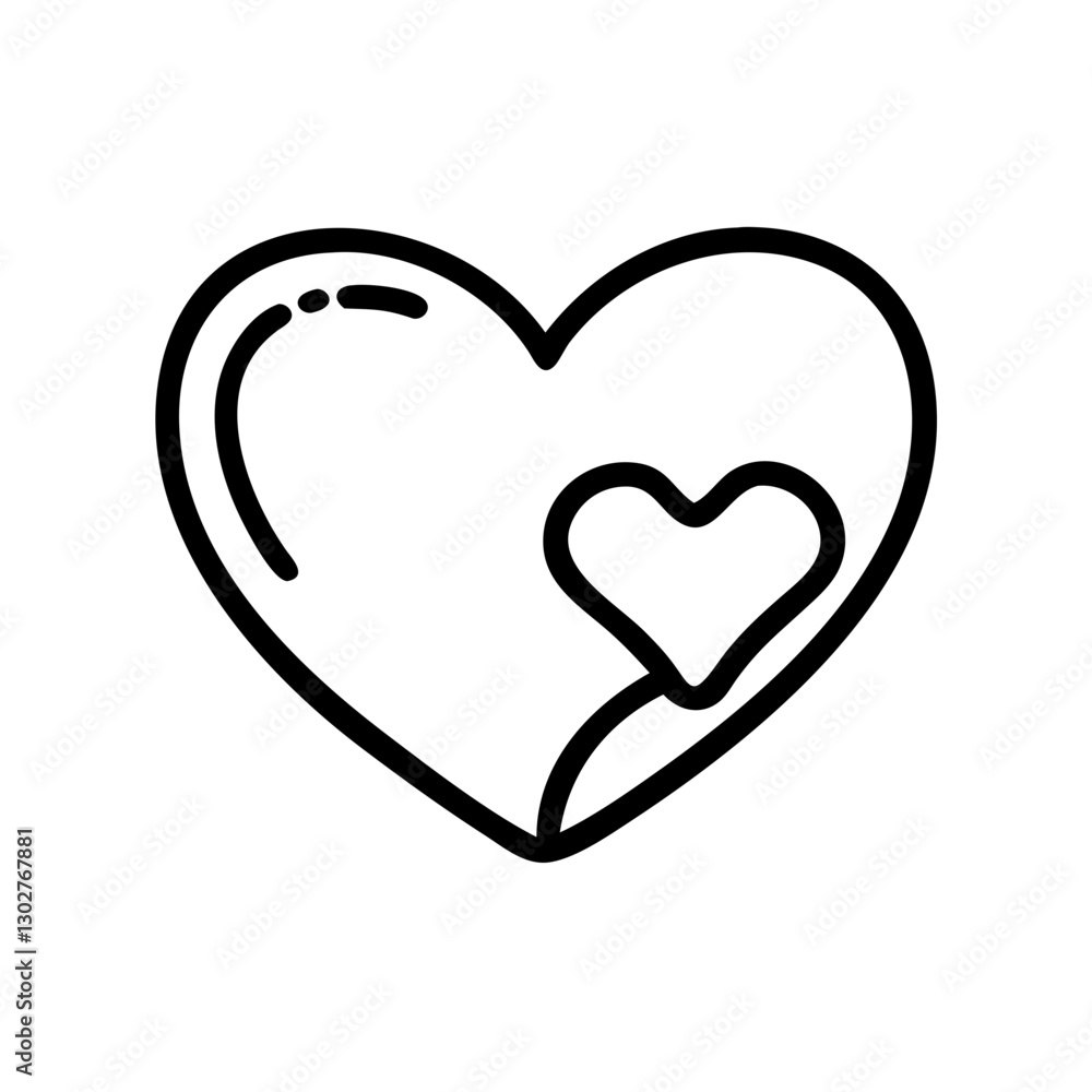 Heart shape vector icon featuring a small inner heart for symbolizing love and affection in designs or illustrations Heart shape vector icon featuring a small inner heart for symbolizing love and affection in designs or illustrations