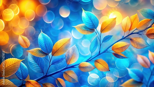 Wallpaper Mural Soft Bright Shiny Blue Light Leaves Blurred Bokeh Wallpaper Background Torontodigital.ca
