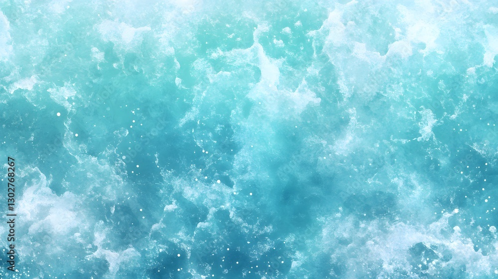 Turquoise Ocean Waves with Bubbles and Foam in Bright Sunlight Turquoise Ocean Waves with Bubbles and Foam in Bright Sunlight