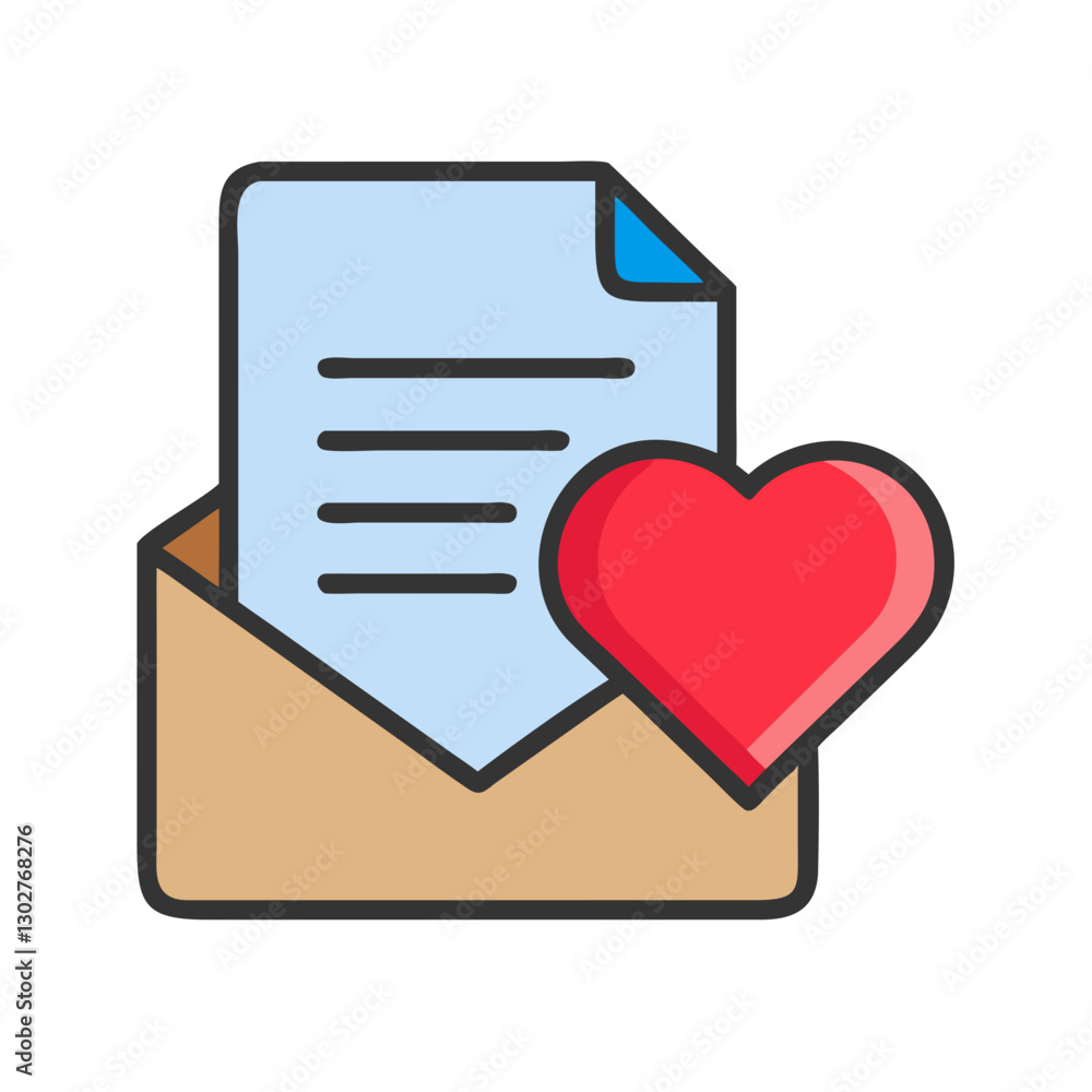 Vector love letter icon featuring an envelope and a heart symbol, representing romantic communication and affection Vector love letter icon featuring an envelope and a heart symbol, representing romantic communication and affection