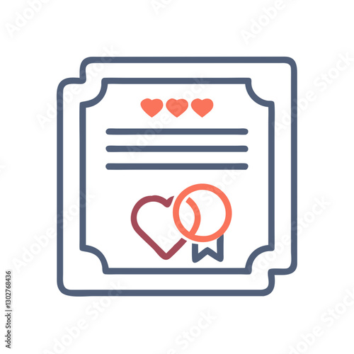 Marriage certificate vector icon symbolizing love and commitment between partners in a celebratory context