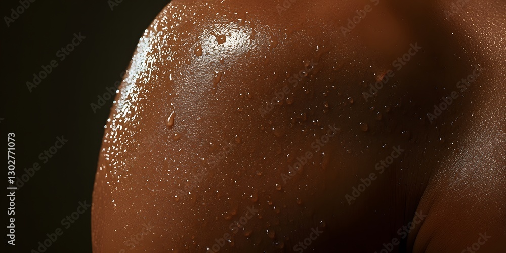 Fototapeta premium Close-Up of Glistening Skin with Water Drops on Smooth Shoulder