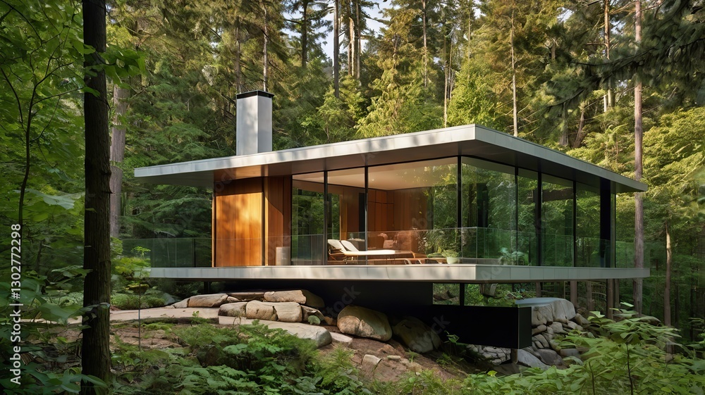 Ultra-modern cantilevered house with a gravity-defying structure, glass walls, and a lush forest setting Ultra-modern cantilevered house with a gravity-defying structure, glass walls, and a lush forest setting
