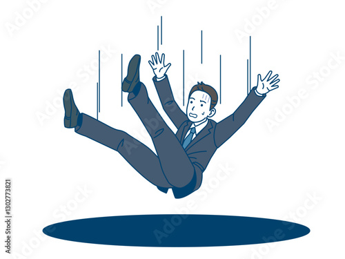 落とし穴に落ちる会社員の男性のイラスト