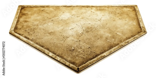 Isolated vintage home plate image; old-fashioned baseball texture, retro feel.