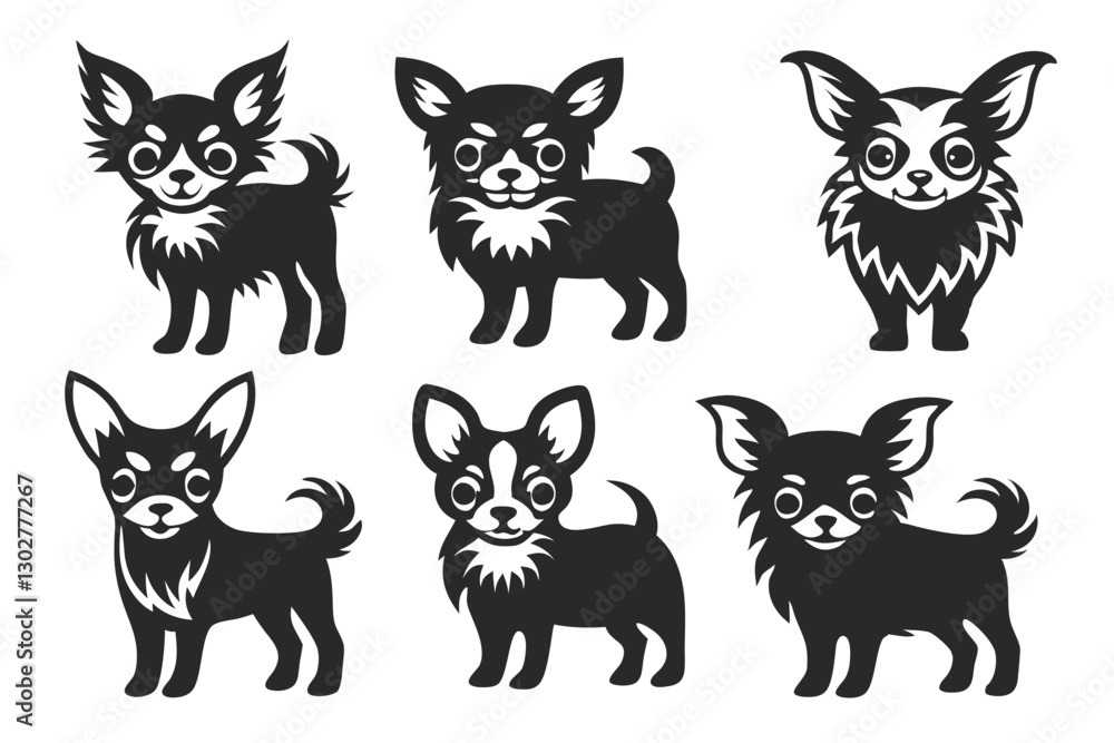set of Chihuahua Silhouette vector illustration set of Chihuahua Silhouette vector illustration