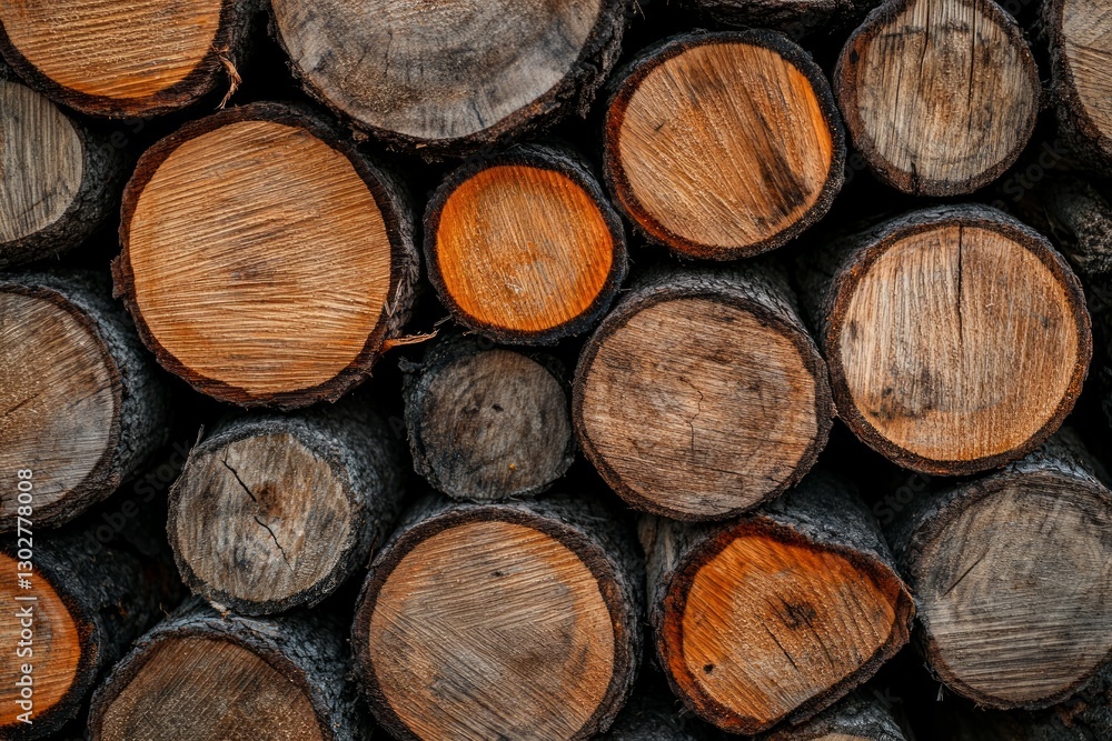 Stacked wooden logs showing natural texture. Neural network AI generated Stacked wooden logs showing natural texture. Neural network AI generated