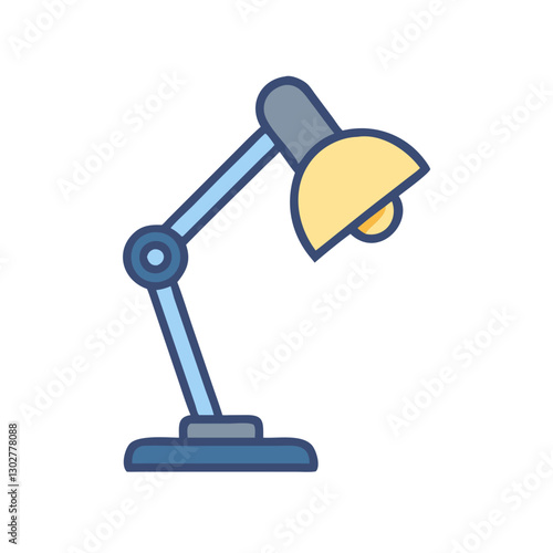 Desk lamp icon designed in a clean, modern vector style featuring a movable arm and a yellow shade for versatile lighting options in various settings