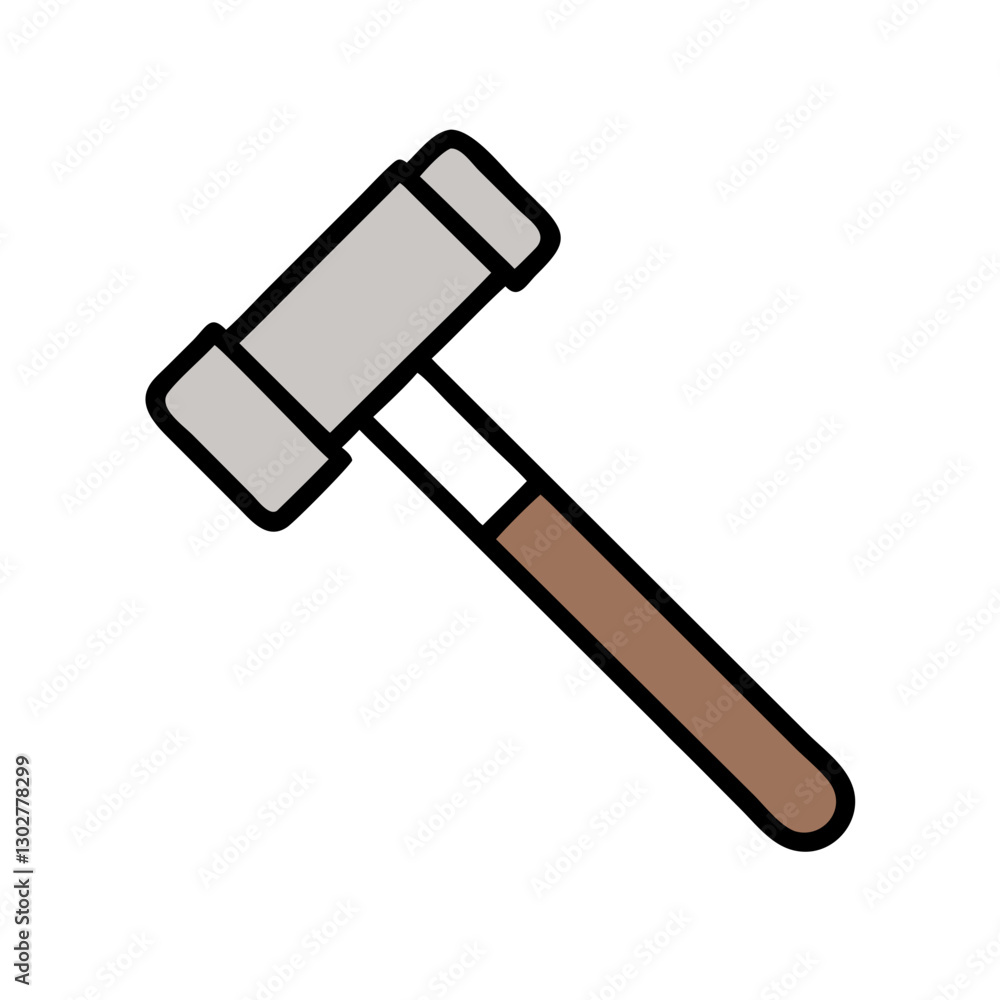 Vector illustration of a rubber mallet with a wooden handle, commonly used in woodworking or construction tasks Vector illustration of a rubber mallet with a wooden handle, commonly used in woodworking or construction tasks