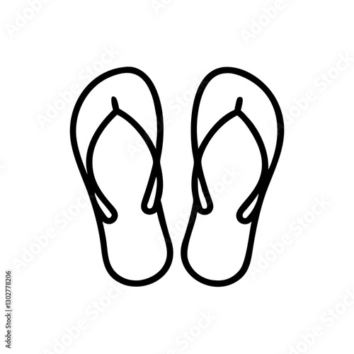 Vector icon depicting flip flop footwear designed for casual summer wear at beaches and outdoor activities