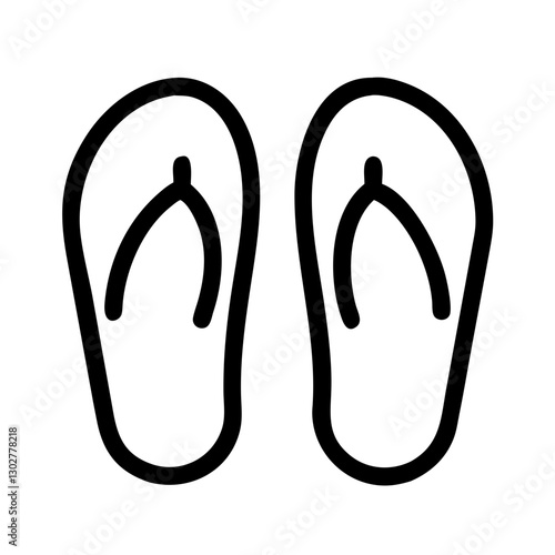 Vector icon of a simple flip flop mark representing summer footwear typically seen at beaches or casual outings
