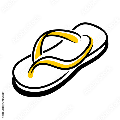 Vector icon of a flip flop designed with minimalist features, highlighting a simple summer footwear style usually associated with beach and casual wear