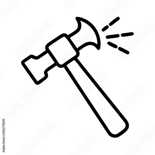 Simple vector icon of a hammer highlighting construction and repair tools in a minimalist design suitable for various applications