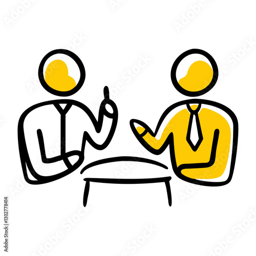 Job interview setting with two individuals engaged in conversation around a table, emphasizing communication and professional interaction indoors