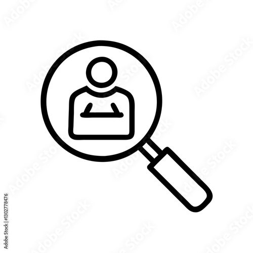 Job search icon depicting a person under a magnifying glass indicating active recruitment and employment opportunities