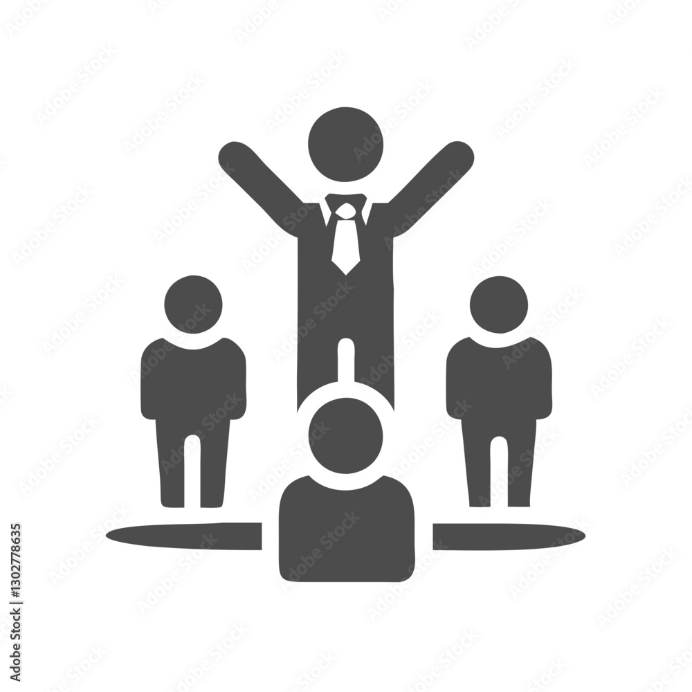 Vector illustration of a business leader presenting to a group of colleagues in a collaborative meeting environment Vector illustration of a business leader presenting to a group of colleagues in a collaborative meeting environment