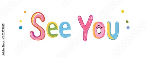 See You text in colorful bubble letters on white background
