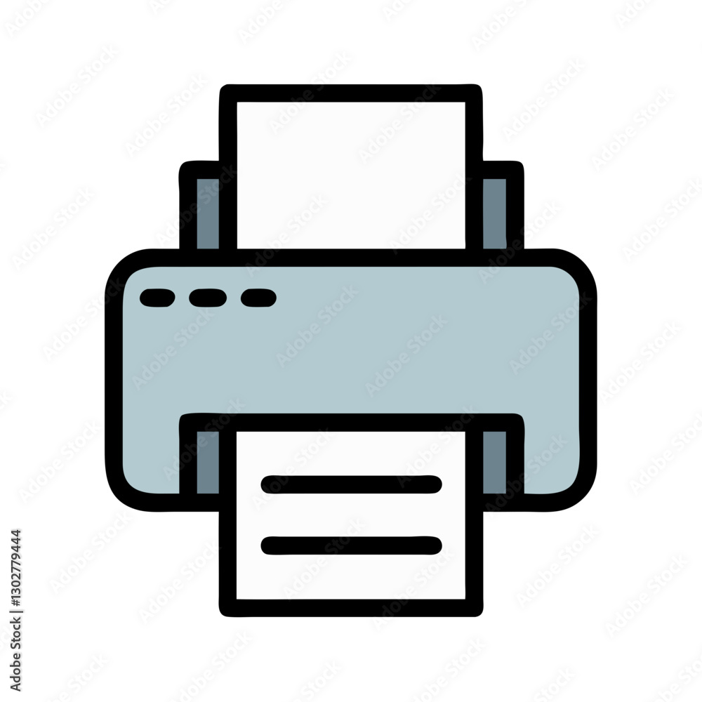 Printer icon with paper being printed depicting digital to physical document transfer in a modern workspace setting Printer icon with paper being printed depicting digital to physical document transfer in a modern workspace setting