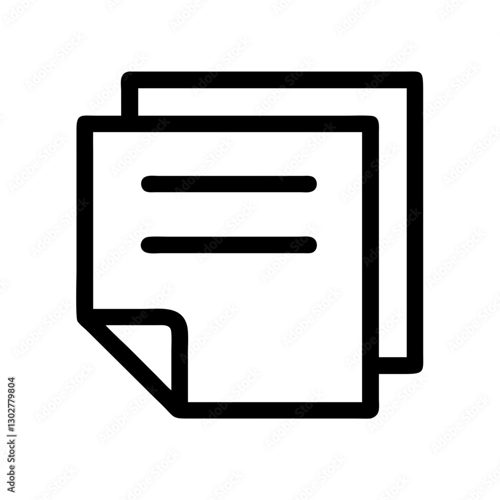 Sticky notes vector icon depicting a stack with a folded corner, ideal for organization and note-taking applications or projects Sticky notes vector icon depicting a stack with a folded corner, ideal for organization and note-taking applications or projects