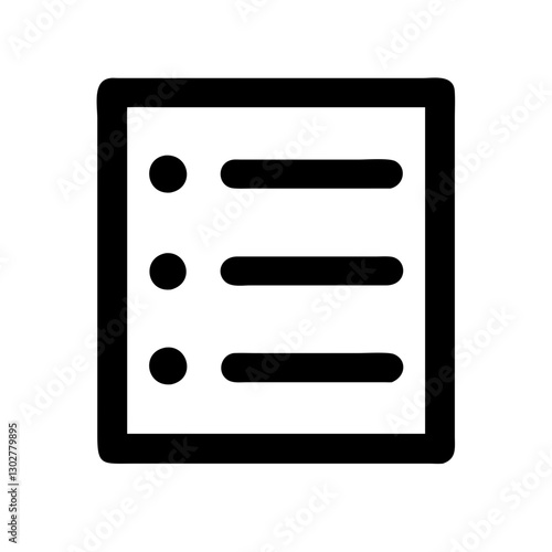 Vector icon representing a task list with three bullet points arranged in a neat and organized manner on a blank background for efficient task management